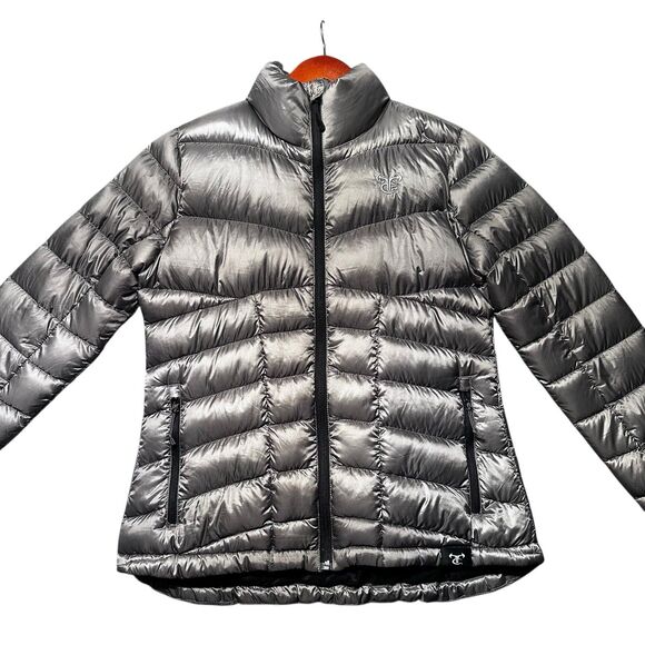 TrueTimber Pulse Silver Puffer Jacket Women’s Medium Lightweight Quilted Zip Up - Picture 2 of 14